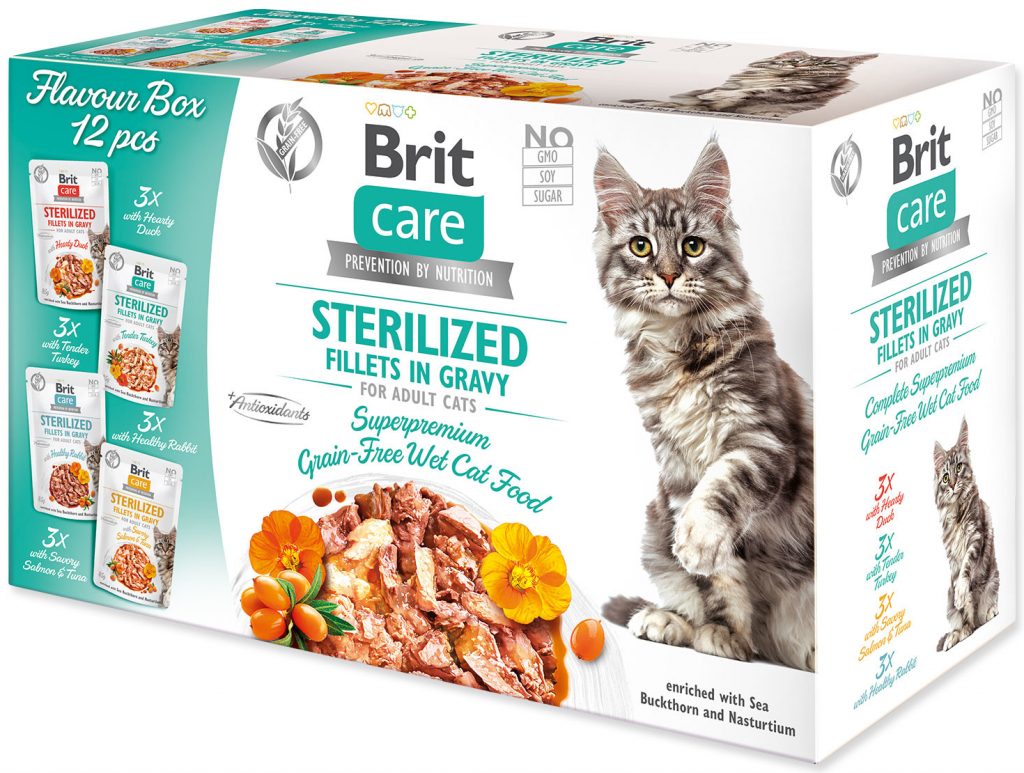 Brit Care Cat Fillets in Gravy Steril. Flav.Box 12 x 85 g