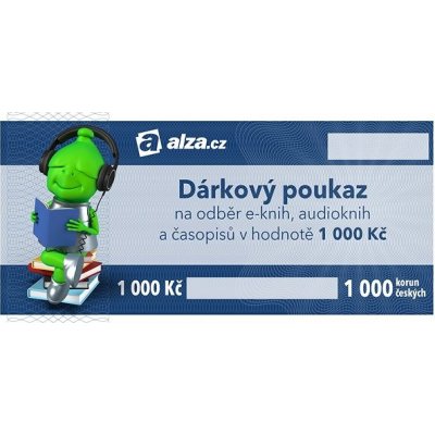 Elektronický dárkový poukaz Alza.cz na nákup e-knih, audioknih a časopisů v hodnotě 1000 Kč