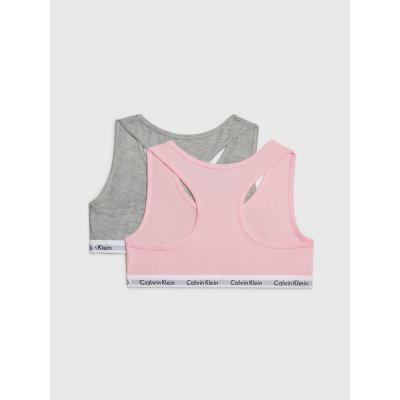 Calvin Klein dívčí podprsenka 2 pack Girls Bralettes Modern Cotton G80G897000901 šedá/růžová – Zboží Mobilmania