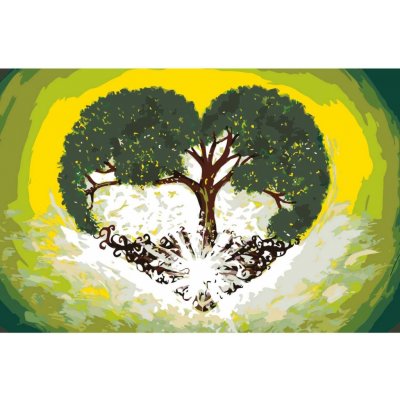 MALUJEŠ Malování podle čísel ZELENÝ STROM V SRDCI by LOUISE ART Rozměr 40 x 60 cm Rámování vypnuté plátno na rám – Sleviste.cz