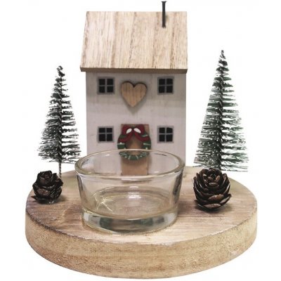 Anděl Přerov Dřevěný svícen s domečkem 12 x 12 cm – Hledejceny.cz