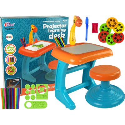 LEANToys Projektor pro výuku kreslení se židlí modro-oranžový – Zboží Mobilmania