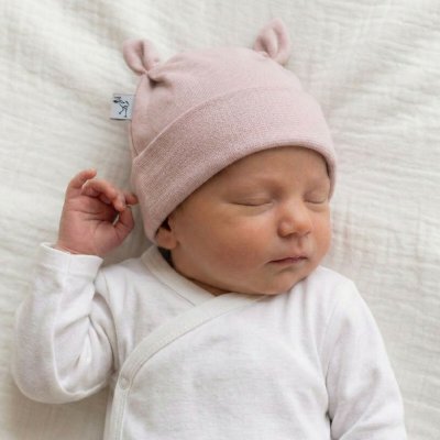 Baby Service Kojenecká nasazovací bavlněná čepice s oušky Růžová Babyservice – Zboží Dáma
