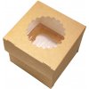 Jednorázové nádobí EcoRevolution Obaly Papírová krabička EKO na muffiny 100x100x100 mm hnědá s okénkem ení: 25