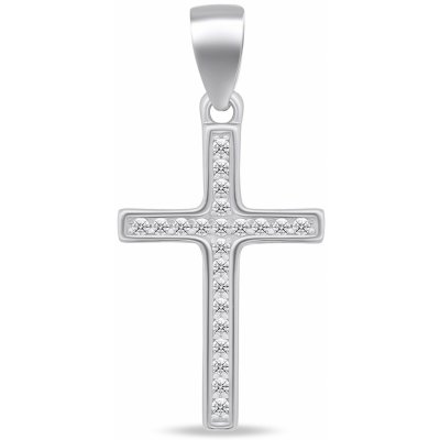 Brilio Silver Třpytivý stříbrný přívěsek křížek CRS024 – Zboží Dáma