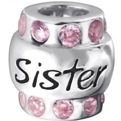 Majya MAY STORY stříbrný korálek SISTER s růžovými zirkony 11925 – Zboží Dáma