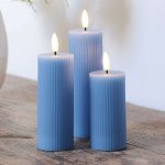 SIRIUS LED svíčky z pravého vosku dobíjecí Smilla, sada 3 ks, výška 10/12,5/15cm, pr. 7,5 cm, modrá, bez stanice – Hledejceny.cz