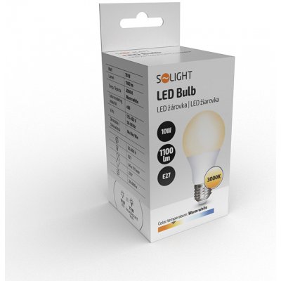 Solight LED žárovka, klasický tvar, 10W, E27, 3000K, 270°, 1100lm – Zboží Mobilmania