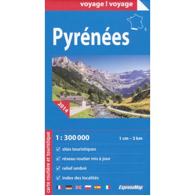 mapa Pyrénées Pyreneje 1:300 t.