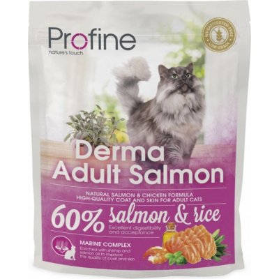 Profine Cat Derma krmivo pro dospělé kočky pro péči o srst a kůži s lososem a rýží 0,3 kg – Zboží Mobilmania