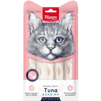 WANPY Creamy treat tuna & shrimp pro kočky 5 x 14 g