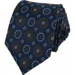 Pánská hedvábná kravata s hnědým vzorem tmavě modrá – Sleviste.cz