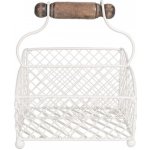 Bílý drátěný držák na časopisy s dřevěným madlem Filaire – 19x15x9 cm – Hledejceny.cz