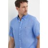 Pánská Košile Tommy Hilfiger lněná košile regular s límečkem button-down MW0MW35207 modrá