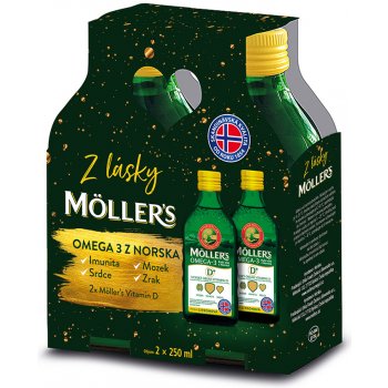Orkla Health A/S Mollers Omega 3 D+ dárkové balení 2x 250 ml