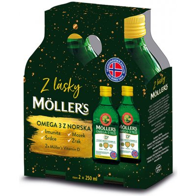 Orkla Health A/S Mollers Omega 3 D+ dárkové balení 2x 250 ml