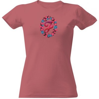 Tričko s potiskem s písmenem J Pudrově růžová – Zboží Mobilmania