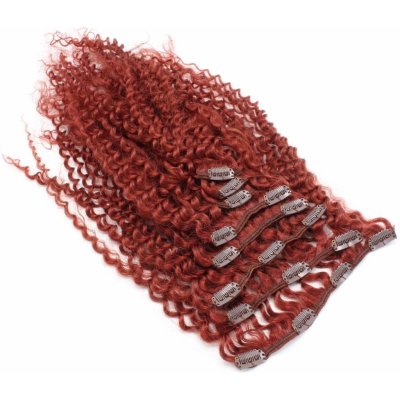 Clip in kudrnaté vlasy 100% lidské REMY 50cm měděná – Zboží Dáma