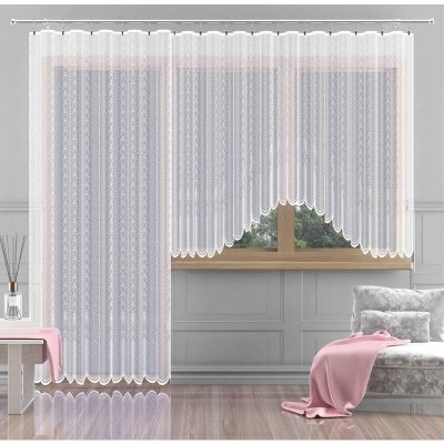 Hotová záclona nebo balkonový komplet, Olivie, bílá 180 x 250 cm dveře – Zboží Mobilmania