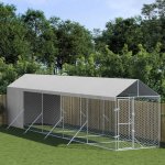 vidaXL Venkovní psí kotec se střechou stříbrný 200 x 1000 x 250 cm ocel 9799.3190492 – Sleviste.cz