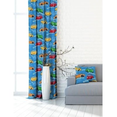 Výprodej Dekorační látky, Blackout Auta, modrý 150 cm, 150 x 180 cm – Sleviste.cz