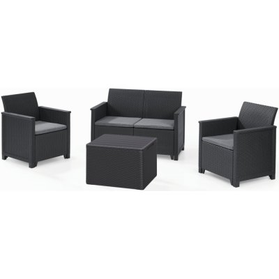 KETER EMMA 2 SEATER Set zahradní s úložným stolem, grafit/šedá – Zboží Mobilmania