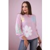Dámský svetr a pulovr Svetr s květinovým mohérem růžový