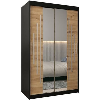 DobreSny York1 se zrcadlem 120 x 200 cm černá / dub artisan – Zbozi.Blesk.cz