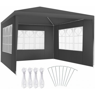 tectake 405966 pavilon barinas se 3 bočními díly, vodotěsný, 3x3m šedá – Sleviste.cz