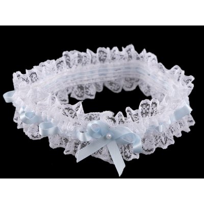 Prima-obchod Svatební podvazek krajkový, barva 2 bílo-modrá – Zboží Dáma