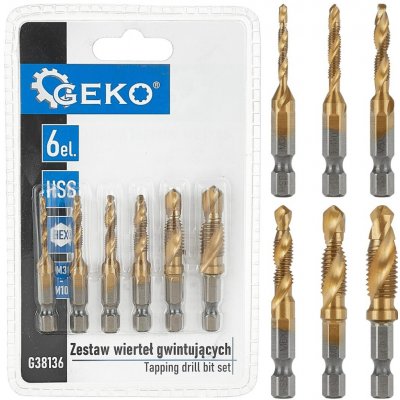 Sada závitových vrtáků HSS M3 – M10, 6 ks, Geko G38136 – Sleviste.cz