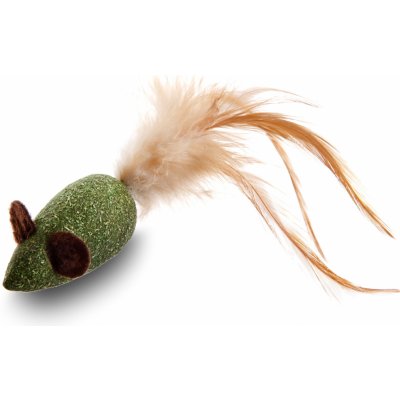 JK Animals myška s pírkem ze šanty kočičí 4,3 cm – Sleviste.cz