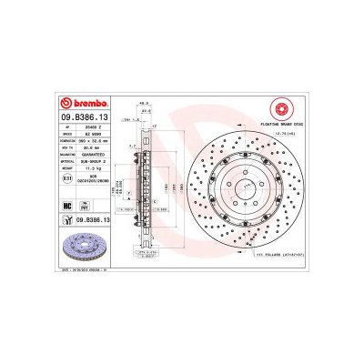 BREMBO brzdový kotouč 09.B386.13 – Hledejceny.cz
