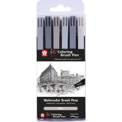 Sakura Koi Coloring Brush pen / Štětcové pero Akvarel sada 6 šedých – Zbozi.Blesk.cz