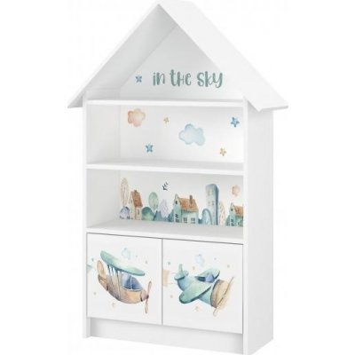 BabyBoo Dřevěná knihovna/skříň na hračky Baby Boo Domeček, Letadlo - bílá