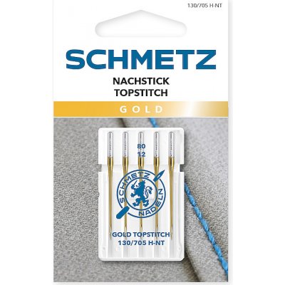 Schmetz Jehly topstitch zlaté 130/705 H-NT VCS 80 TOPSTITCH GOLD – Hledejceny.cz