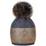 Fashionweek dámská Lesklá flitrová čepice bohatý styl s bambulí flísová podšívka MONTANA grafitová – Zboží Mobilmania