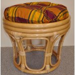 Ratanová taburetka velká medová polstr okrový – Zboží Dáma