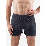 Gina pánské trenky volné šité s potiskem 75196P černá tm. šedá – Zboží Dáma