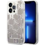 Karl Lagerfeld - Pevné pouzdro s tekutými třpytkami KLHCP14LLMNMS - iPhone 14 Pro - Silver Monogram – Zboží Mobilmania