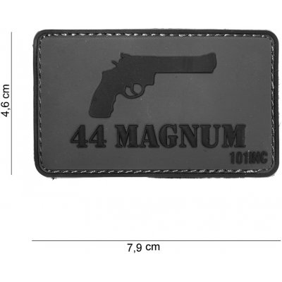 Gumová nášivka 101 Inc zbraň 44 MAGNUM - šedá – Zboží Mobilmania