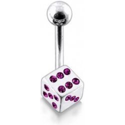 Šperky4U stříbrný piercing do pupíku kostka BP01008-A