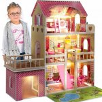 Kinderplay domeček pro panenky dřevěný s LED osvětlením 90 cm – Zboží Dáma