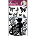 Samolepící dekorace na zeď (60 x 32cm) Room Decor černé kotě s glitry a kamínky 10016 – Zboží Dáma