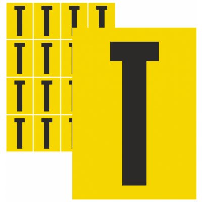 Písmena samolepící T samolepící vinylová fólie 75 mm písmo - aršík 4 ks – Zboží Dáma