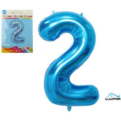 Balónek foliový č.2 modrý 43 cm – Zboží Mobilmania