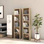 Greatstore Skříňky na CD 2 ks dub sonoma 21x16x93,5 cm dřevotříska – Hledejceny.cz