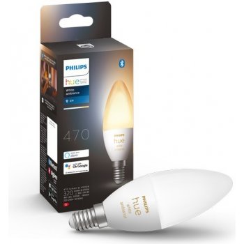 Philips HUE LED světelný zdroj, 5,2 W, 470 lm, teplá studená bílá, E14 PHLEDHB5.2W/AMB