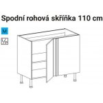 EBS ES99RLPB skříňka spodní rohová bílá lesk, 110cm – Zboží Mobilmania