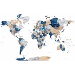 Plnobarevná 3D dřevěná mapa světa L - 120 cm Ocean – Zboží Dáma